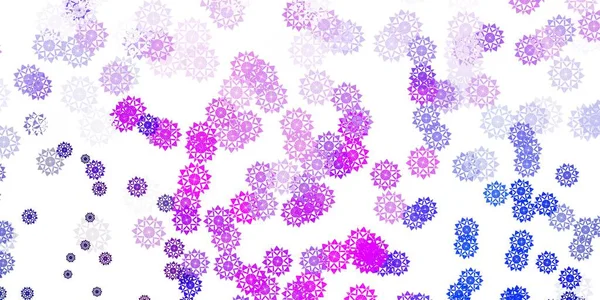 Texture Vectorielle Rose Clair Bleue Avec Des Flocons Neige Brillants — Image vectorielle