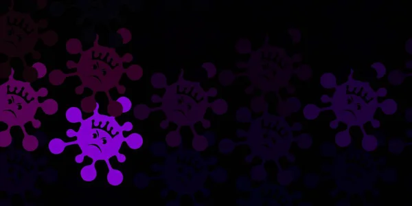 Donkerpaars Roze Vectorpatroon Met Coronaviruselementen Abstracte Illustratie Met Biologische Gradiënt — Stockvector