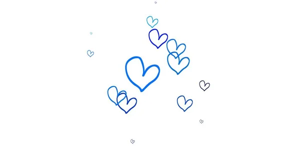 Hellblaues Vektormuster Mit Bunten Herzen Schöne Farbige Illustration Mit Herzen — Stockvektor