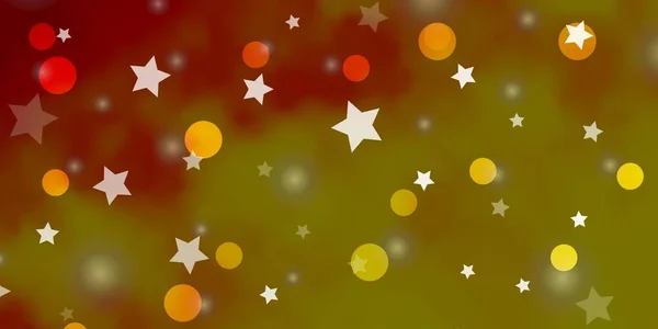 Patrón Vectorial Amarillo Claro Con Círculos Estrellas Ilustración Abstracta Con — Vector de stock