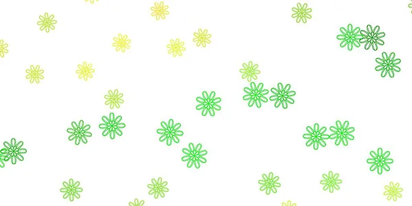 Hellgrüne Gelbe Vektor Doodle Vorlage Mit Blumen Farbverlauf Bunte Abstrakte — Stockvektor