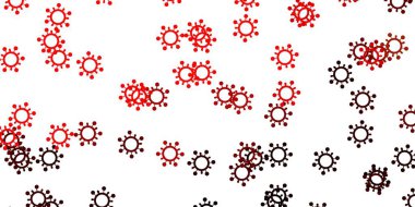 Açık kırmızı, hastalık sembollü sarı vektör dokusu. Enfeksiyon formları ile soyut tarzda basit tasarım. Tehlike ateşine karşı basit çizim.