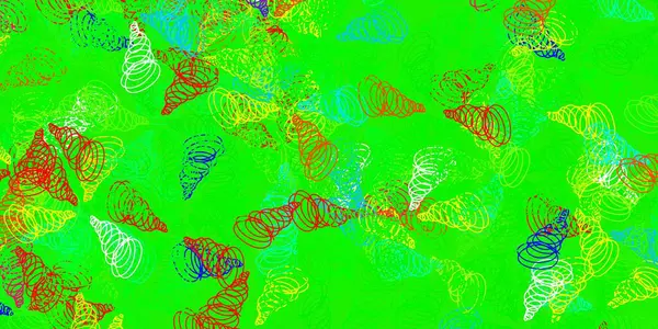 Светло Зеленый Векторный Отскок Изогнутыми Линиями Красочная Абстрактная Иллюстрация Градиентными — стоковый вектор