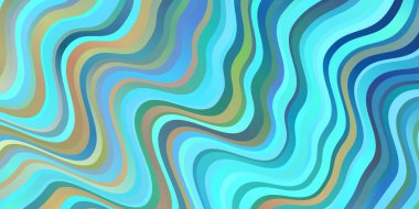 Açık mavi, yaylı sarı vektör arkaplan. Renkli çizimler, kıvrımlardan oluşur. Kullanıcı Arayüzü tasarımınız için şablon.