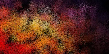 Koyu pembe, çizgileri olan sarı vektör deseni. Soyut ve eğri çizgilerle renkli çizimler. Broşürler, broşürler için desen.