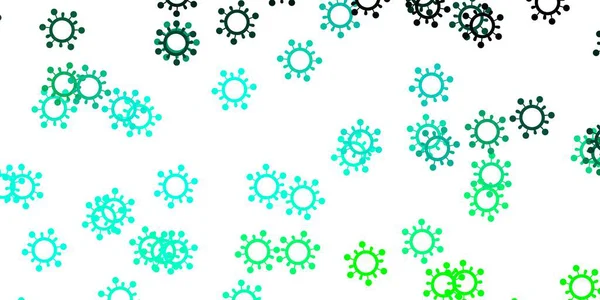コロナウイルスの要素を持つライトグリーンベクトルパターン 感染フォームと抽象的なスタイルでシンプルなデザイン 健康保護用壁紙 — ストックベクタ