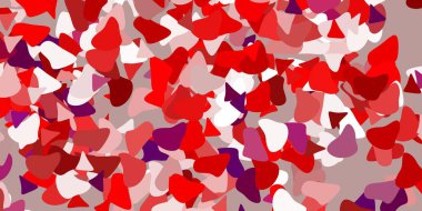 Açık pembe, kaotik şekilli kırmızı vektör arkaplanı. Gradyan rastgele formlarla modern soyut illüstrasyon. Duvar kağıdı seti için zarif tasarım.