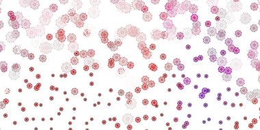 Açık pembe, yeşil vektör arka planı ve Noel kar taneleri. Dekoratif Noel tarzında renkli kar unsurları. Yeni yıl tasarımı için poster ve afiş.