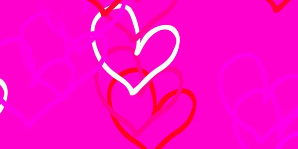 Ανοιχτό Ροζ Κόκκινο Διάνυσμα Φόντο Γλυκές Καρδιές Όμορφη Έγχρωμη Απεικόνιση — Διανυσματικό Αρχείο