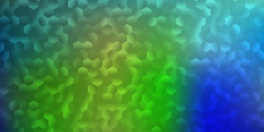 Açık mavi, yeşil vektör arkaplan ve altıgen. Görüntü arkaplanındaki soyut renk eğimli altıgenler. Duvar kağıdı kalıpları için doku.