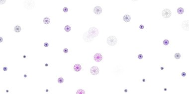 Açık mor vektör çiçekli doğal fon. Sıradan arka planda çiçekler olan basit bir tasarım. Web sitesi tasarımları için desen.