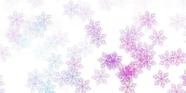 Açık mavi, kırmızı vektör çiçekli karalama şablonu. Sıradan arka planda çiçekler olan basit bir tasarım. Web sitesi tasarımları için desen.