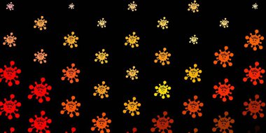 Koyu pembe, hastalık sembollü sarı vektör dokusu. Değişik tıbbi şekillere sahip renkli soyut çizimler. Karantina olayları için en iyi tasarım.