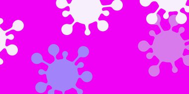 Açık mavi, covid-19 sembollü kırmızı vektör arkaplan. Değişik tıbbi şekillere sahip renkli soyut çizimler. Tehlike ateşine karşı basit çizim.