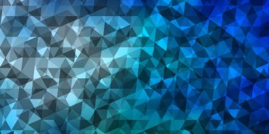 Açık mavi, çokgen şekilli yeşil vektör deseni. Renkli üçgenlerin olduğu bir resim. Terfileriniz için tasarım.