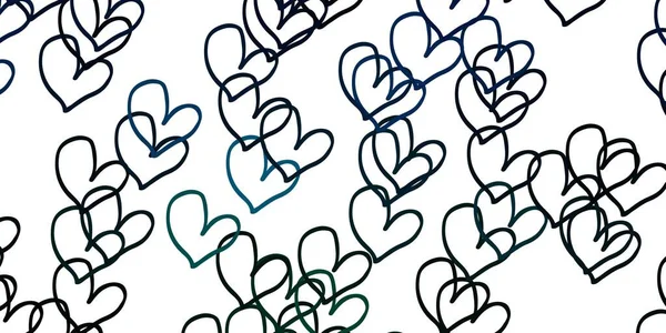 Light Blue Green Vector Pattern Colorful Hearts Illustration Hearts Love — Stock Vector
