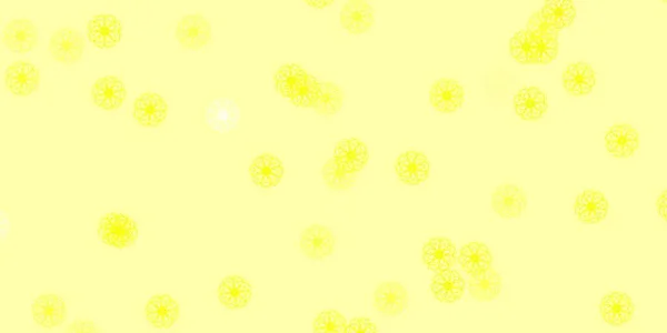 Luz Amarelo Fundo Vetor Doodle Com Flores Ilustração Colorida Simples — Vetor de Stock