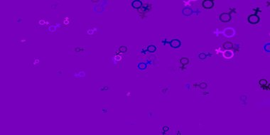 Kadın hakları sembollü açık mor vektör dokusu. Değişken feminizm şekilli renkli bir illüstrasyon. Web tasarımcılarınız için örnek.