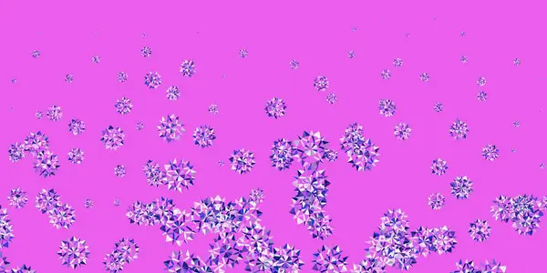 Ljusrosa Blå Vektor Vackra Snöflingor Bakgrund Med Blommor Enkel Abstrakt — Stock vektor