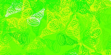 Açık yeşil, dairesel yay ile sarı vektör düzeni. Gradyan eğrileri olan renkli soyut çizimler. Posterleriniz ve afişleriniz için en iyi tasarım.