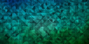 Açık mavi, üçgenli yeşil vektör arkaplan. Üçgen şekilli ışıltılı soyut çizimler. Posterler ve afişler için en iyi tasarım.