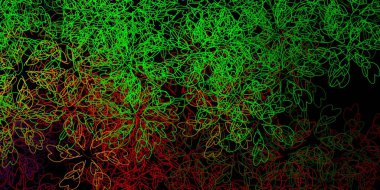 Koyu yeşil, kıvrımlı kırmızı vektör deseni. Uygunsuz gradyan çizgileri olan soyut çizimler. Web siteleri, iniş sayfaları için desen.