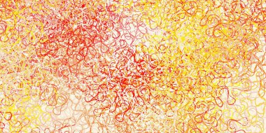 Açık kırmızı, kıvrımlı çizgileri olan sarı vektör şablonu. Çizgili soyut gradyan çizimi. Cep telefonları için şablon.