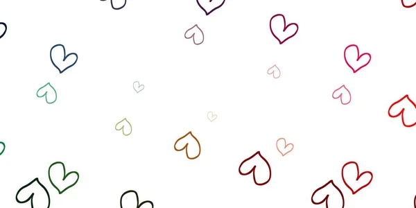 Hellgrüne Rote Vektorkulisse Mit Süßen Herzen Illustration Mit Verliebten Herzen — Stockvektor