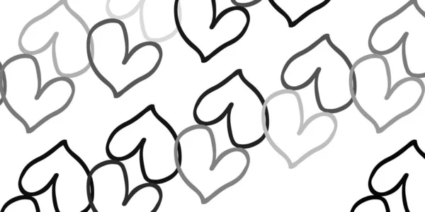 Светло Серый Векторный Фон Сердцами Декоративная Сияющая Иллюстрация Сердцами Абстрактном — стоковый вектор