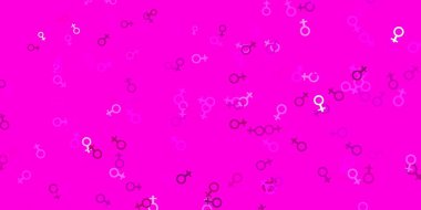 Kadın sembollü açık pembe vektör arka planı. Değişken feminizm şekilli renkli bir illüstrasyon. Kadınların gücünü göstermek için en iyi tasarım..