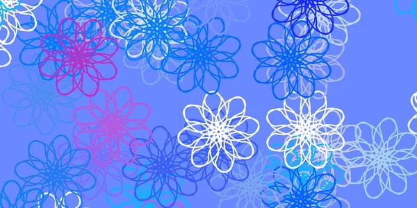 Hellblaue Rote Vektor Doodle Textur Mit Blumen Farbverlauf Bunte Abstrakte — Stockvektor