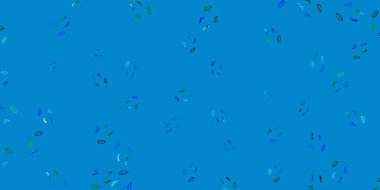 Açık mavi, feminizm unsurlu yeşil vektör deseni. Kadınların güç ve güç göstergelerini gösteren bir ilüzyon. Kadınların gücünü göstermek için en iyi tasarım..