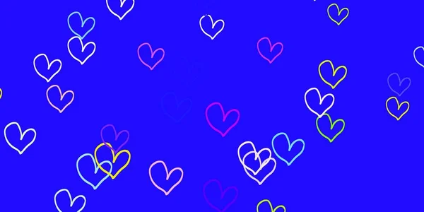 Ljus Flerfärgad Vektor Bakgrund Med Lysande Hjärtan Illustration Med Hjärtan — Stock vektor