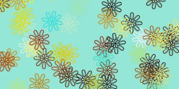 Hellblauer Gelber Vektor Doodle Hintergrund Mit Blumen Bunte Blumen Natürlichem — Stockvektor