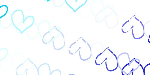 Rose Clair Fond Vectoriel Bleu Avec Des Cœurs Brillants Illustration — Image vectorielle