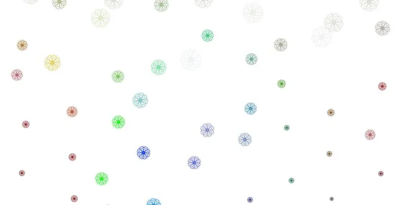 Latar Belakang Vektor Doodle Multiwarna Cahaya Dengan Bunga Ilustrasi Abstrak - Stok Vektor