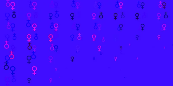 Light Pink Blue Vector Pattern Feminism 페미니즘의 형태를 벽지를 균형잡힌 — 스톡 벡터