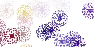 Açık pembe, çiçekli sarı vektör karalama şablonu. Sıradan arka planda çiçekler olan basit bir tasarım. Kadınlar için gündüz terfisi.