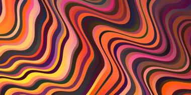 Açık Pembe, çizgili sarı vektör şablonu. Eğri çizgileri olan renkli çizimler. Broşürler, broşürler için desen.