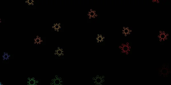 Patrón Vectorial Multicolor Oscuro Con Elementos Coronavirus Coloridos Símbolos Enfermedades — Vector de stock