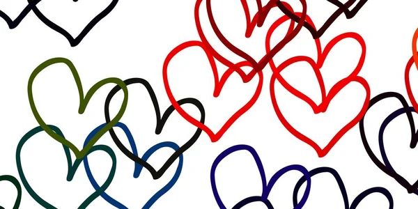 Heller Mehrfarbiger Vektorhintergrund Mit Herzen Illustration Mit Verliebten Herzen Zum — Stockvektor
