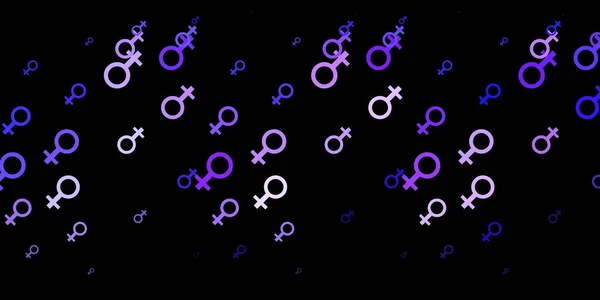 Donkerpaarse Vector Textuur Met Vrouwenrechten Symbolen Kleurrijke Illustratie Met Gradiënt — Stockvector