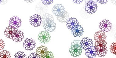 Açık renkli vektör, çiçeklerle doğal sanat çalışması. Sıradan çiçekli basit renkli bir illüstrasyon. Web sitesi tasarımları için desen.