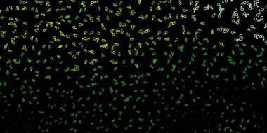 Koyu yeşil, sarı vektör desenli sihirli elementler. Renkli mistik semboller. Antik tarzda bir eğilim var. En iyi tasarım Cadılar Bayramı olayları.