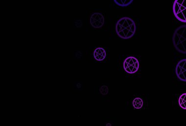 Sihirli elementlerle koyu pembe vektör deseni. Cadılık formlarıyla soyut tarzda geçmişe dönük tasarım. Gizemli, mistik tasarımlar için arkaplan.