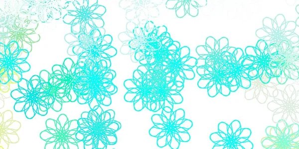 Hellgrüner Vektor Doodle Hintergrund Mit Blumen Bunte Blumen Natürlichem Stil — Stockvektor