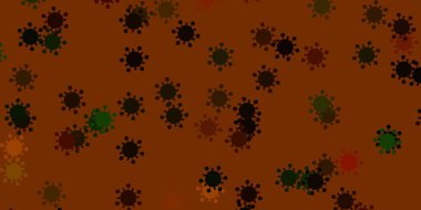 Açık yeşil, virüs sembollü sarı vektör arkaplan. Basit ve soyut bir şekilde renkli hastalık sembolleri. Tehlike ateşine karşı basit çizim.