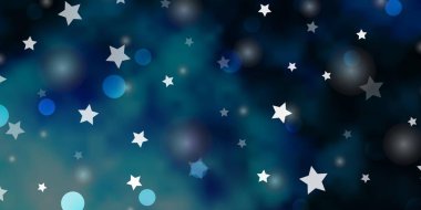 Dairesel ve yıldızlı hafif Mavili vektör arkaplanı.