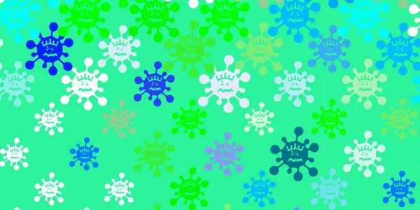 Hellblauer Grüner Vektorhintergrund Mit Covid Symbolen Einfaches Design Abstrakten Stil — Stockvektor