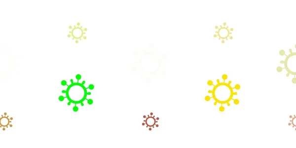 Hellgrüner Gelber Vektorhintergrund Mit Virussymbolen Farbenfrohe Krankheitssymbole Einfachen Abstrakten Stil — Stockvektor